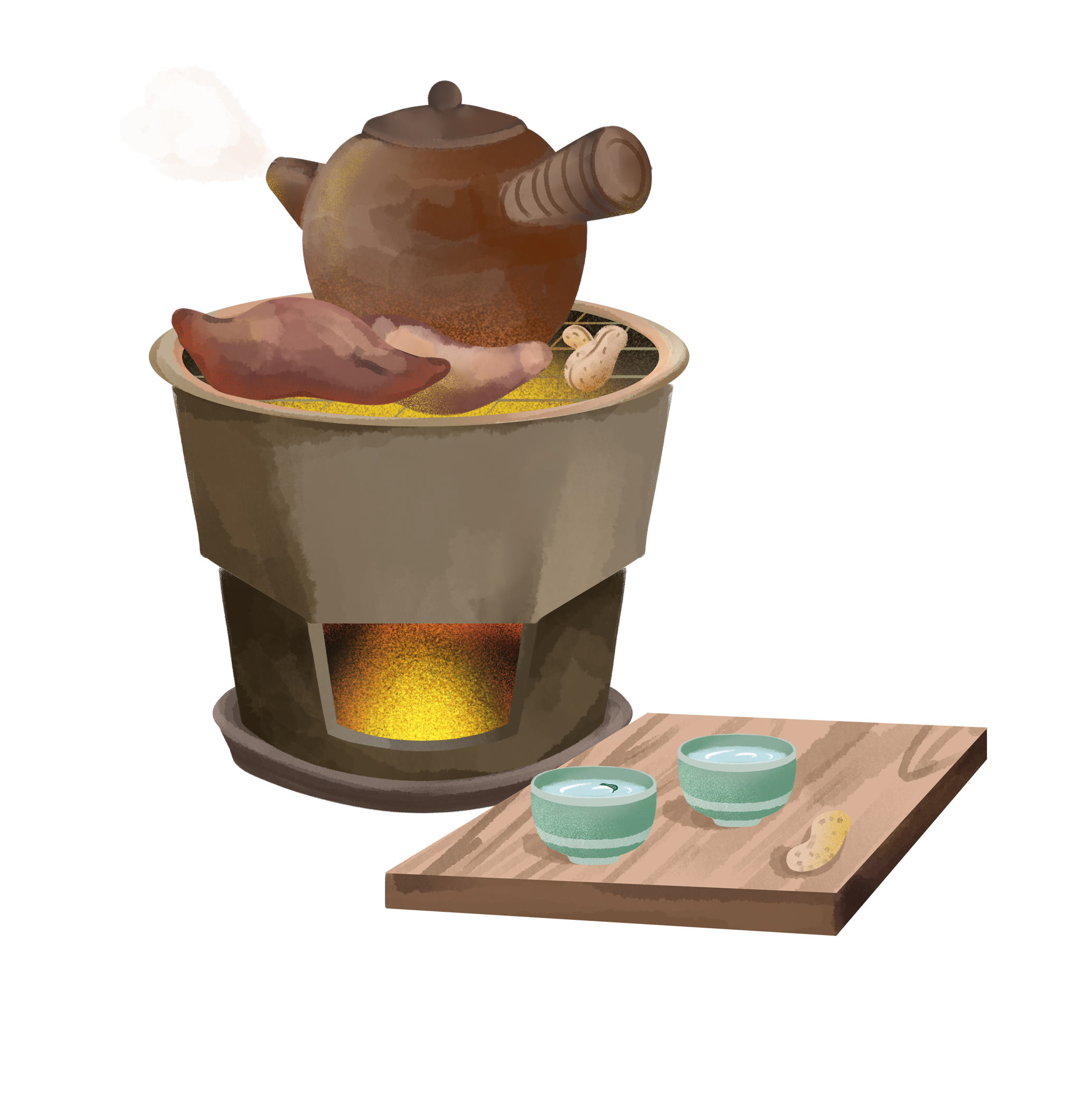 围炉煮茶插画手绘制作技巧