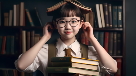 学生妹子手拿书本人像摄影