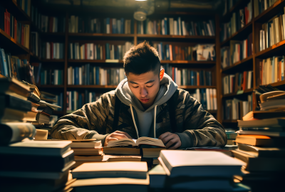 怀旧色调图书馆学习人物图片