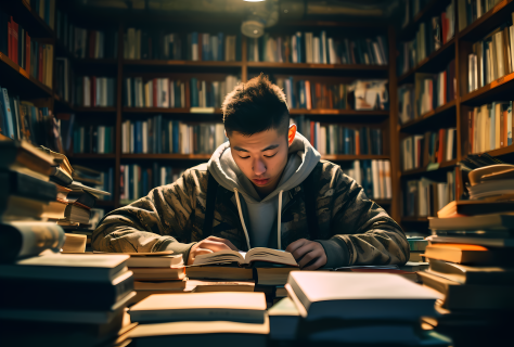 怀旧色调图书馆学习人物图片