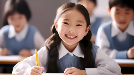 面对镜头微笑的小女孩高清图