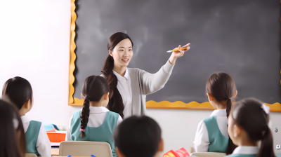 明亮教室女教师英语授课摄影图片