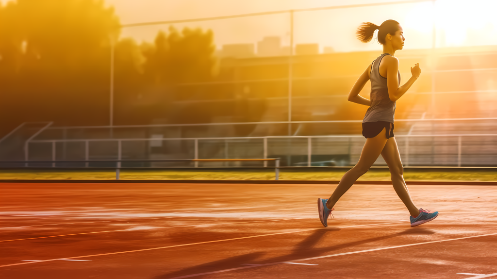 绿橙相间的女子田径跑道摄影图版权图片下载