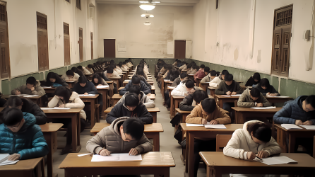 亚洲大学生考试现场摄影图