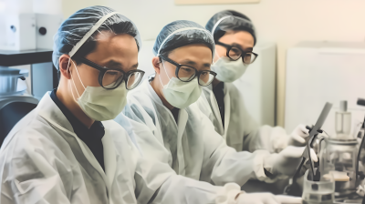 科学实验室里的老师摄影图片