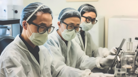 科学实验室里的老师摄影图片