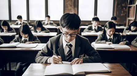 在考场进行考试的学生高清图