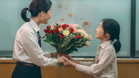 教师节小学生送花老师高清图