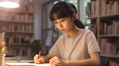 勤奋中学学生学习摄影图片