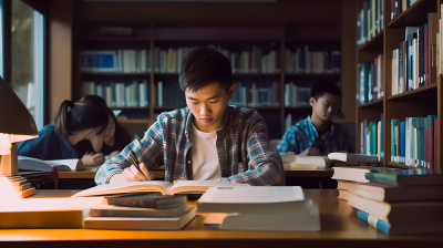 学生图书馆自习摄影图片