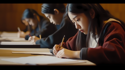 亚洲学生考试超清实拍摄影图片