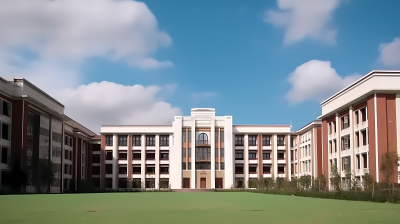 大学校园教学楼蓝天白云摄影图