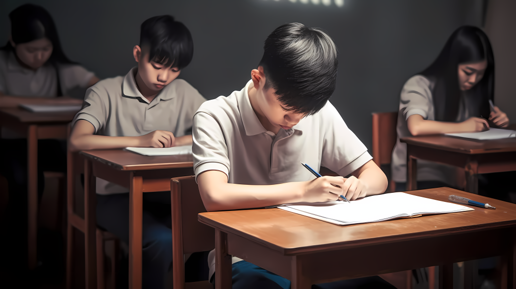 压力很大的学生升学考试摄影图版权图片下载