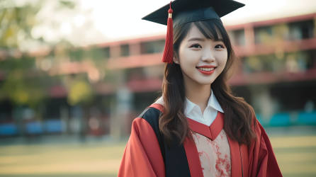 荣誉女性毕业生留念照摄影图
