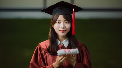 翘首以待的女子毕业典礼摄影图