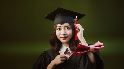 风情古典校园女生毕业照摄影图片