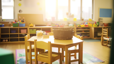 明亮整洁幼儿园教室玩具摄影图