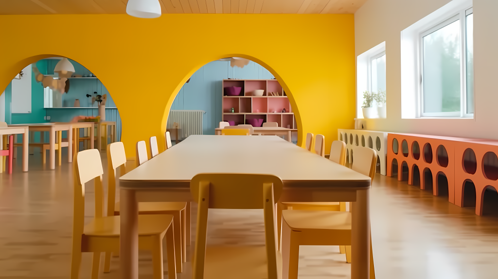 童趣温馨用餐厅桌椅摄影图版权图片下载