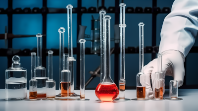 红色化学物质实验室玻璃试管摄影图