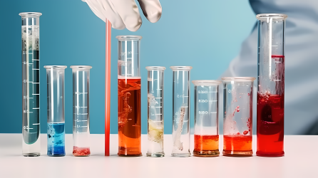 红色化学液体实验室玻璃试管摄影图片