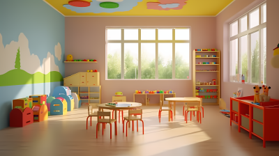 明亮可爱的幼儿园教室摄影图