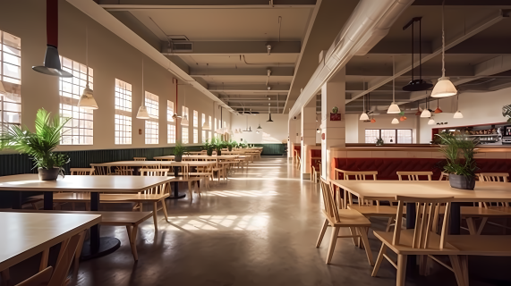 大学自助餐厅实拍摄影图