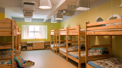 学生宿舍上下铺摄影图片