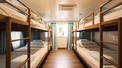 大学寝室上下铺摄影图片