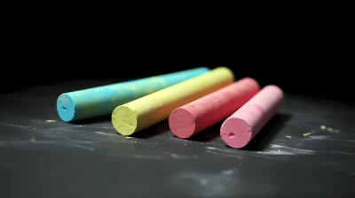 清新明亮的四色粉笔摄影图