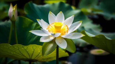 荷塘清幽白莲花开摄影图