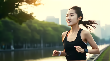 健身爱好者早上晨跑图