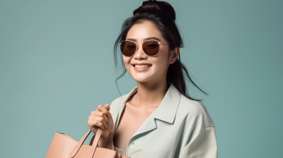 戴墨镜的女性时尚购物摄影图