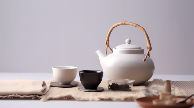 和风摆件茶具特写高清图