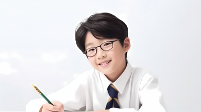 亚洲校服男孩微笑学习摄影图片