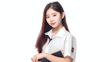 校园美少女穿校服微笑摄影图