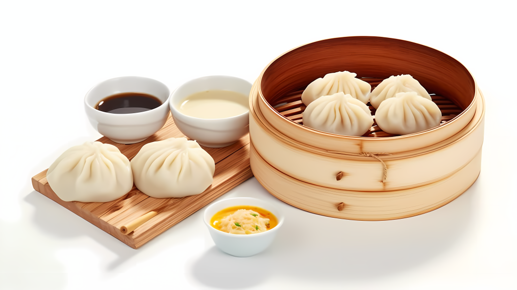 早餐小笼包皮蛋瘦肉粥美食摄影图版权图片下载