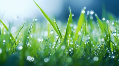 细雨霏霏草色青青摄影图