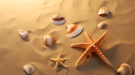 海滩上的漂亮海星摄影图
