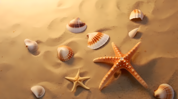 海滩上的漂亮海星摄影图