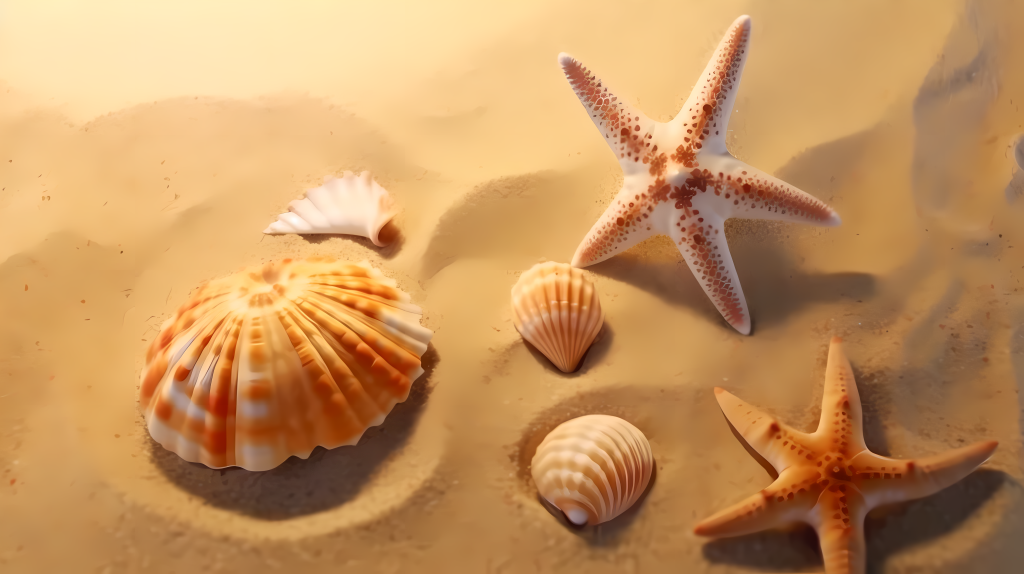 海滩上的海星摄影图版权图片下载