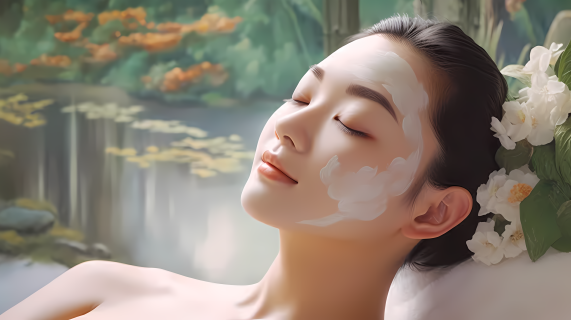 牛油果朋克女人面部护理摄影图片