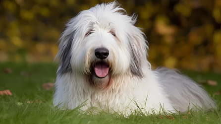 牧羊犬草地上张嘴摄影图片