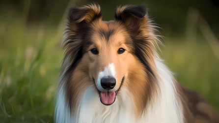 草地上的羊犬摄影图片