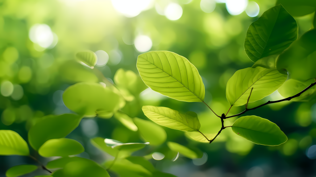 森林里的阳光透过树叶洒下柔和的阳光简约背景风格摄影版权图片下载