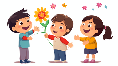 俏皮卡通花束气球图