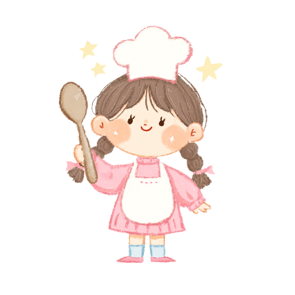 可爱女孩卡通厨师插图