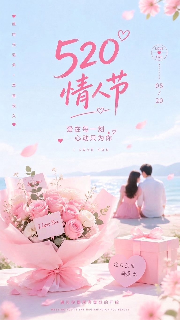 520情人节爱在每一刻手机海报
