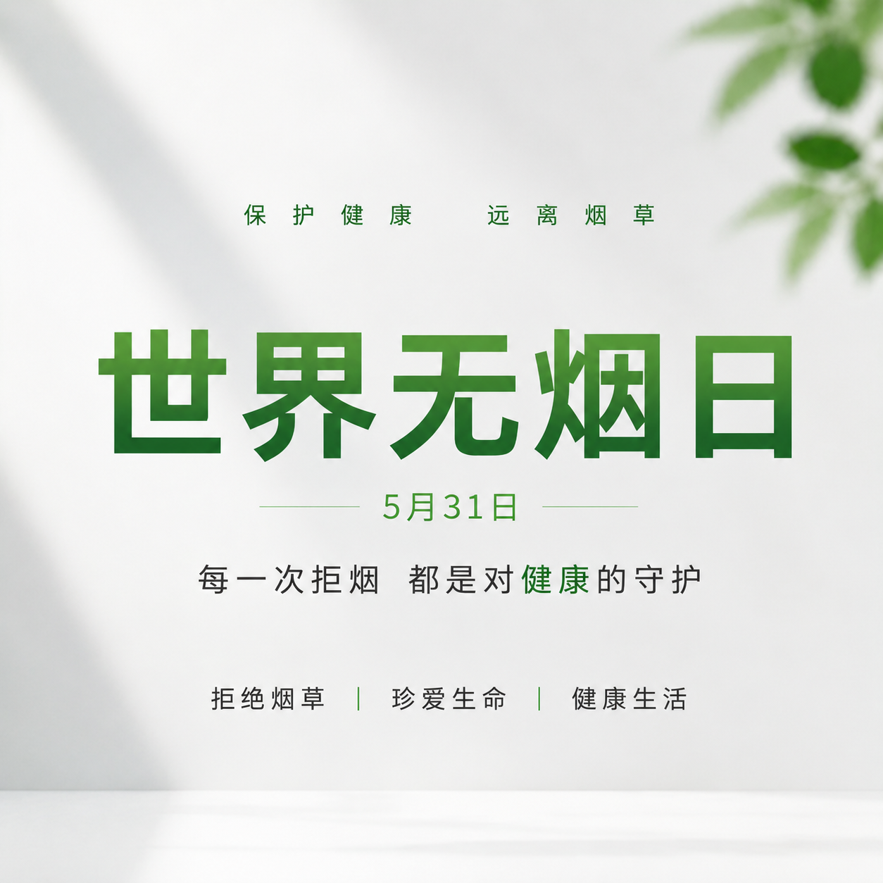 世界无烟日纯色简约微信公众号次图