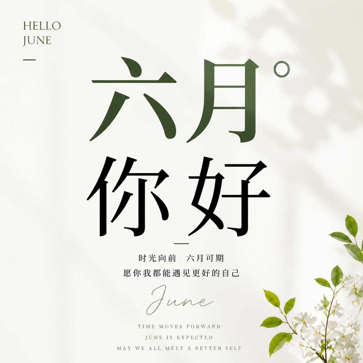 六月你好ins风简约微信公众号次图