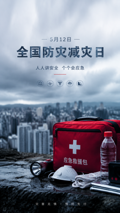 全国防灾减灾日应急演练手机海报